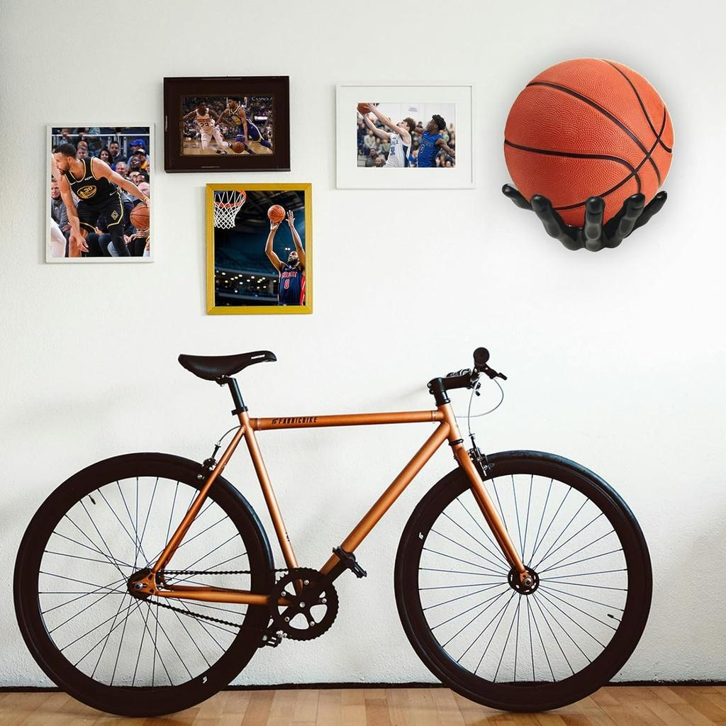 Basketball Holder Wall Mount 2 Piece Set, Men's Room Decoration Game Room Basketball Wall Decor Men's Sport Gifts, Ball Stand Wall Mount, Garage Ballr
