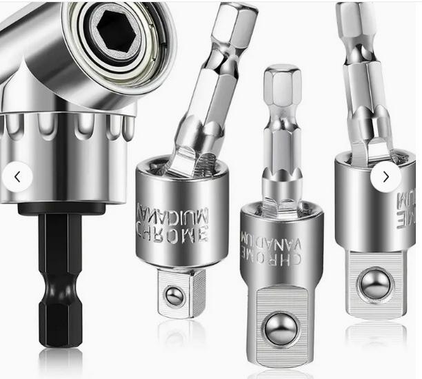 360° Hex Shank to Square Head Adapter Wrench Set: 1/2, 3/8, 1/4 Conversion