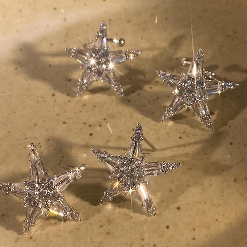 Silver needle zircon starfish earrings high sense fashion temperament stud earrings personality niche versatile light luxury earrings women