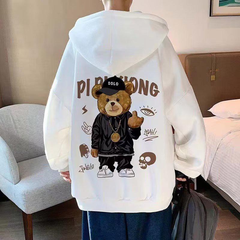 Men's Plus Size Fleece-Lined Hooded Sweatshirt - Autumn/Winter Trendy American Style Jacket