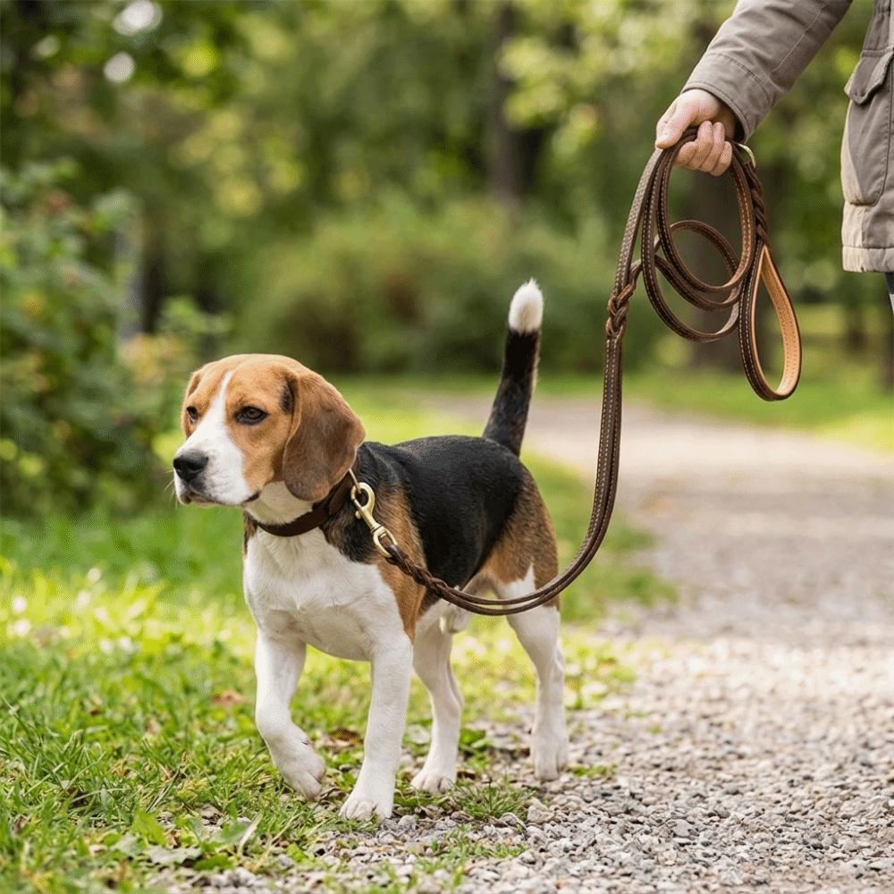Double Handle Leather Dog Leash Genuine Cowhide Brass Hook Dog Rope German Shepherd