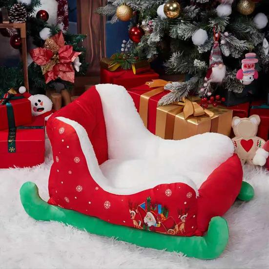 Weihnachtsschlitten Hundebett Roter Schlitten Flauschiges Haustierbett Waschbares Plüsch Weihnachts Katzensofa Bett für Hunde und Katzen Sofa Bodennutzung