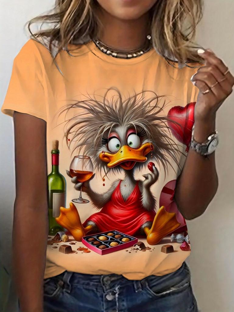 Lustige Damen verspielte Tierprint T-Shirts Sommer Kurzarm Rundhals Oberteile Lässige Mode T-Shirt High-End Damenbekleidung