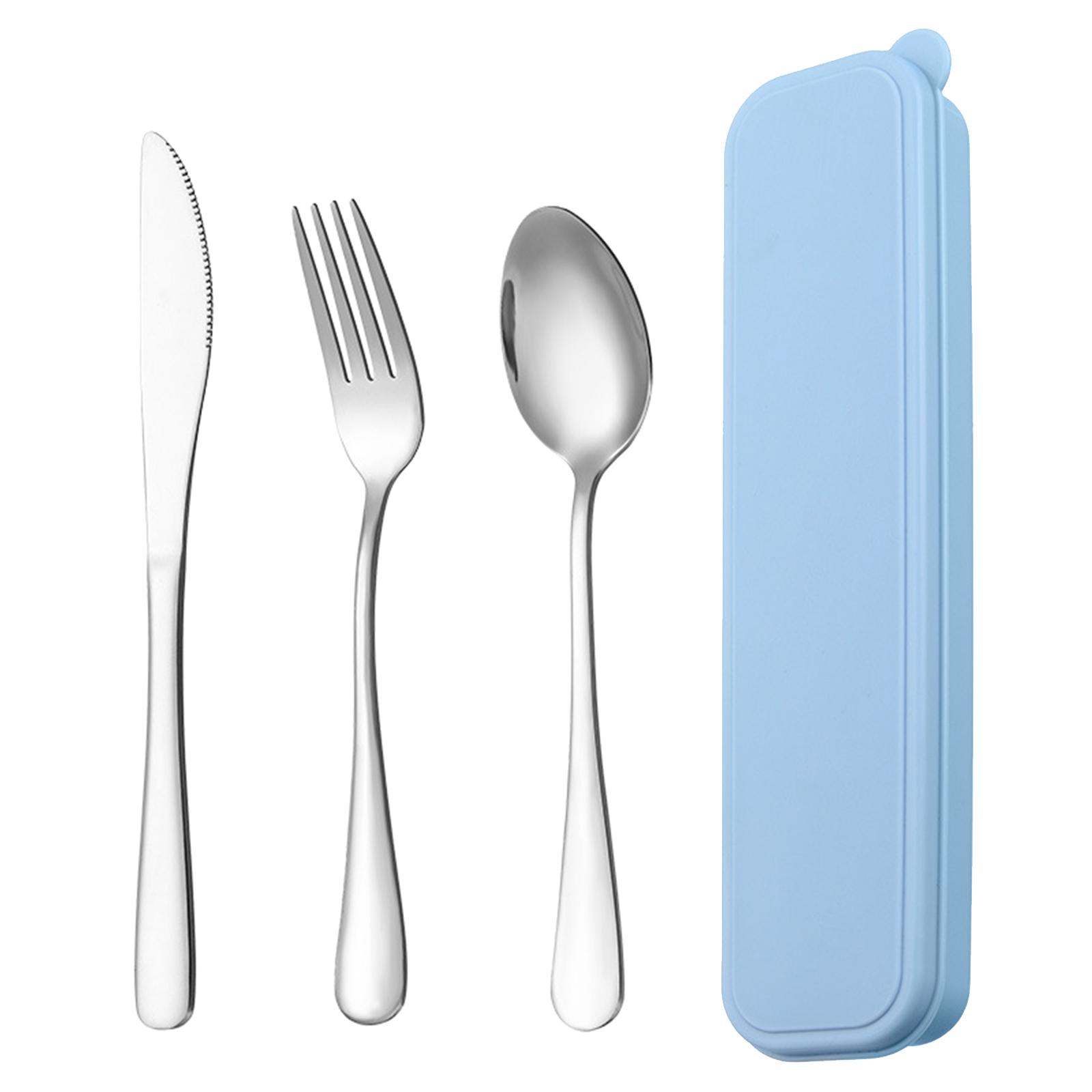 

Camping Utensils Hiking Cutlery Set Portable Stainless Flatware Spoon Fork Knife for Picnic Travel Backpack Outdoor 1 синий