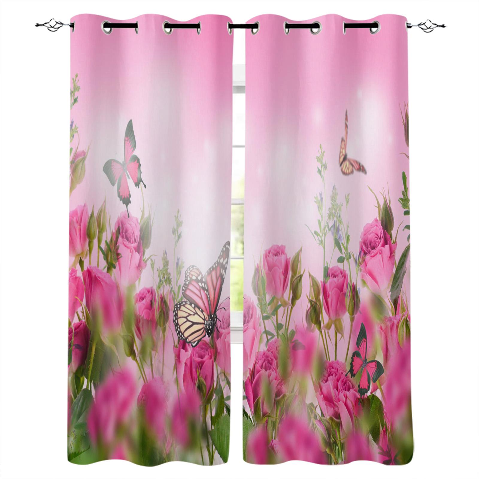 Розовая Роза Романтические Оконные Шторы Кухонные Шторы Панель Домашний Декор Шторы — фото 8