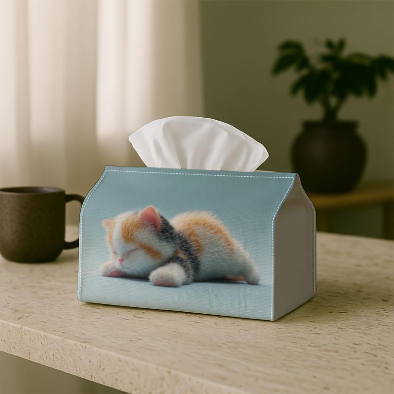 1pc Adorable Minimalist Modern Tissue Holder Featuring a Sleeping Kitten, Perfect for The Living And Dining Areas, Ideal for Elegant Tissue Storage in
