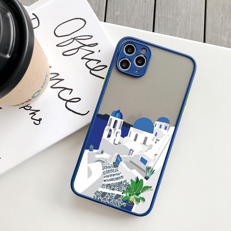 Oia Santorini Greece Church Hand Painted Print Phone Case for iPhone 15 14 11 12 13 Pro Max 6s 7 8 Plus SE2 X XR XS MAX Cover