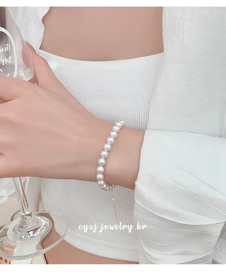 Cui Yan S925 Sterling Silver Korean Style White Pearl Bracelet for Women - Exquisite Hand Chain