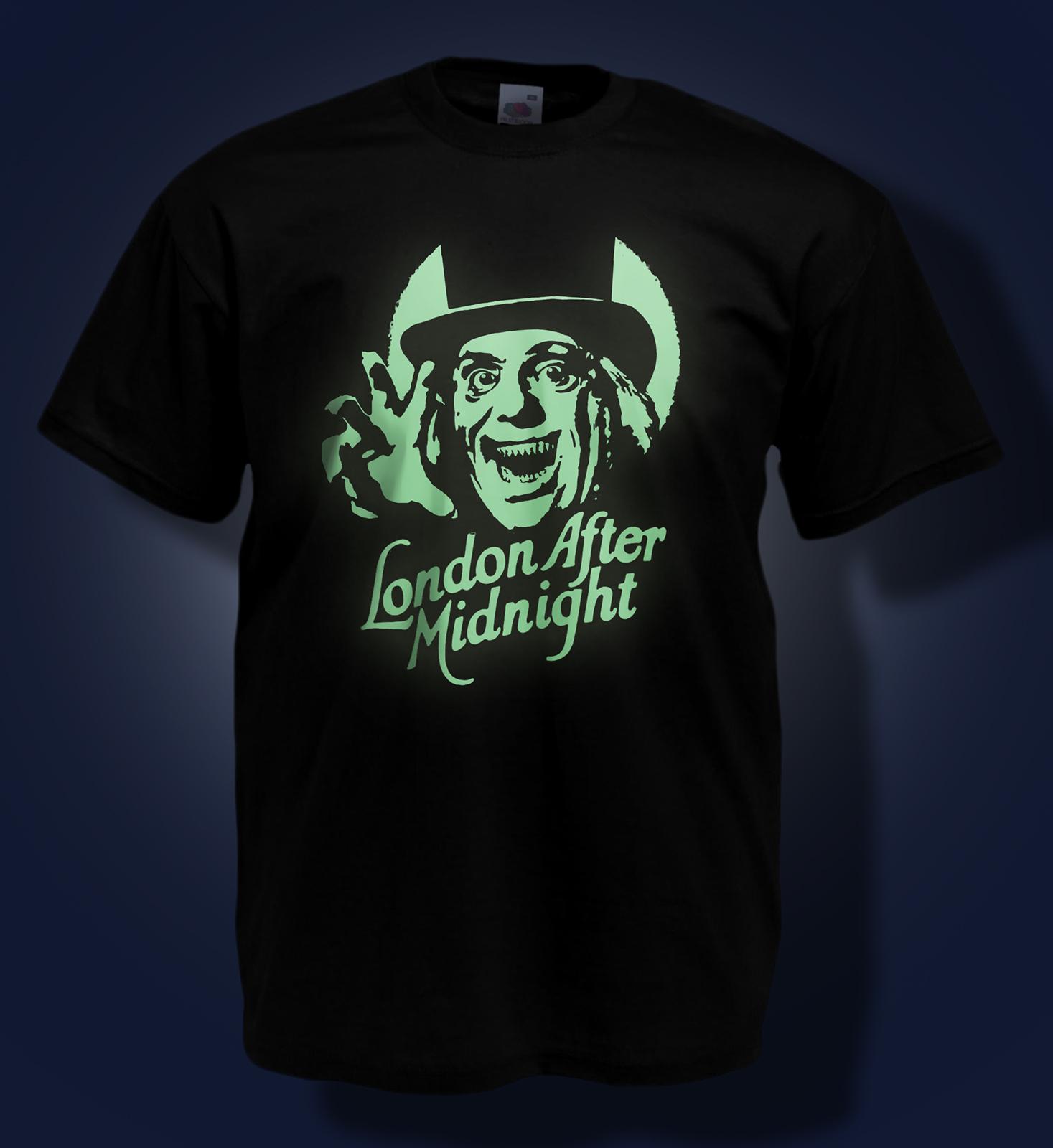 Halloween 100% Cotton T-shirt Mens Tees Top Glow in the Dark - London After Midnight - Horror - Lon Chaney XL