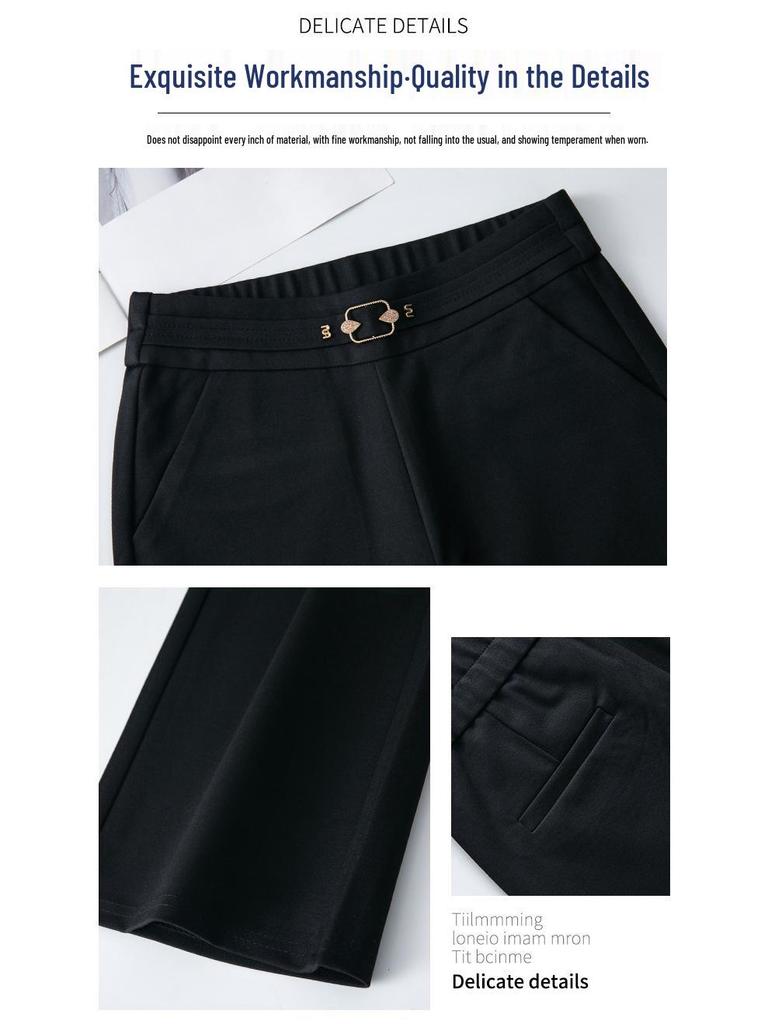 Women's Plus Size Micro-Flare Elastic Waist Trousers: Slimming, Casual Long Pants for Spring and Summer