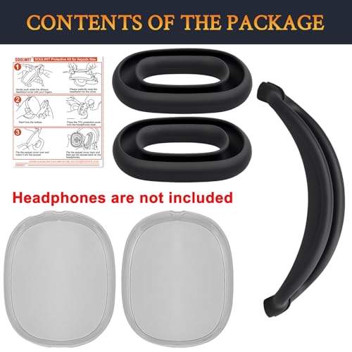 SOULWIT Protective Accessories for AirPods Max: TPU Cover + Headband Cover + Earpad Case, Multi-Functional Protection Kit, Scratch-Resistant, Sweat-Re