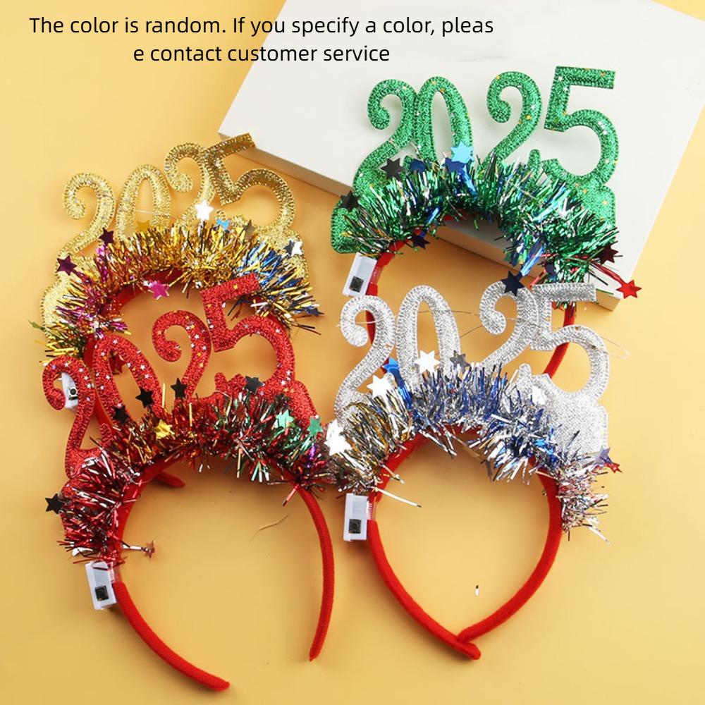 

Number Letter 2025 Happy New Year Headband Sequin New Year Headdress New Year Gift