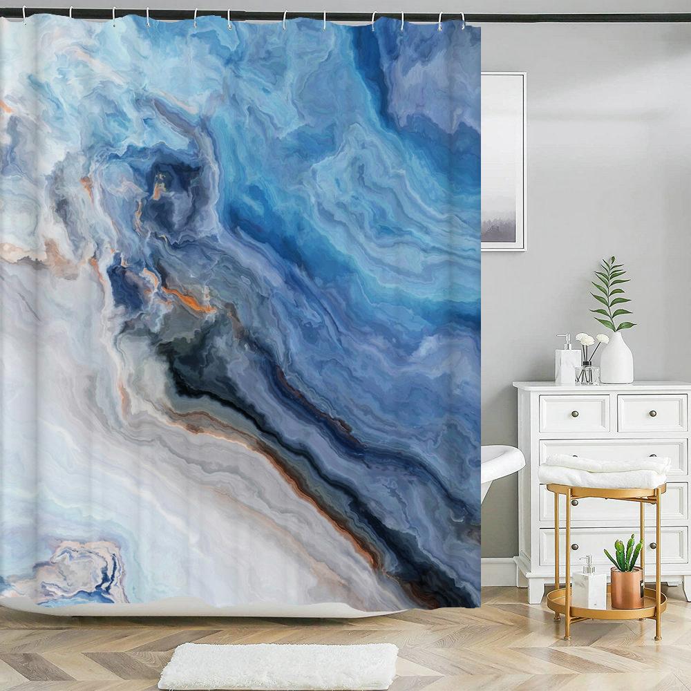 

Marble Pattern Texture Shower Curtains Art Abstract Gradient Bathroom Waterproof Polyester Bath Curtain Home Decor With Hooks W60H190(CM)-1 Pcs