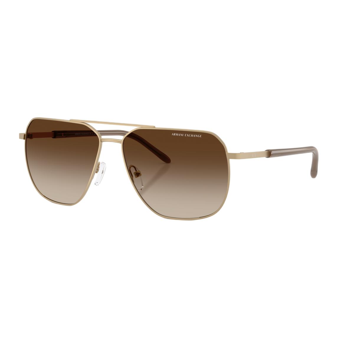 Armani Exchange Simple Trendy Versatile Pilot Style Sunglasses Unisex sunglasses Gold 0AX2057S-612113 59,Gold