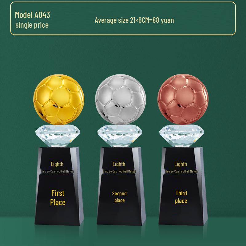 Custom Crystal Football Trophy - 2025 Golden Boot Top Scorer Award (Extra Large)
