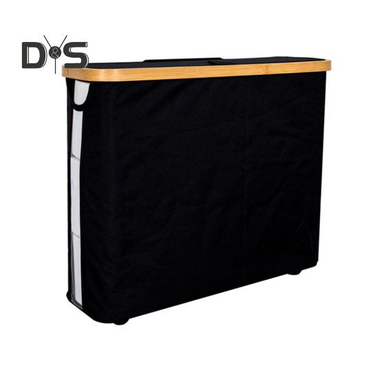 

Органайзер для туалетной бумаги, корзина для хранения с ручкой, большая вместимость, складной дизайн, контейнер для туалетной бумаги с бамбуковой крышкой A чёрный