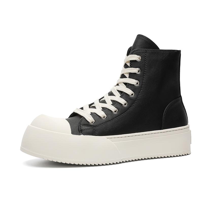

Мужские туфли хай-топ в стиле панк, модные мотоциклетные ботинки на толстой подошве, увеличивающие рост, ботильоны для отдыха и улицы 46 чёрный