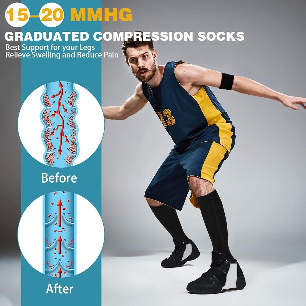 Unisex Open-Toe Compression Socks with Zipper Closure - Oversized High Tube Sports Socks,for Sports, Travel