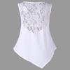 Stylish Women Sleeveless Butterfly Print Lace Patchwork T-shirt For Summer Chic