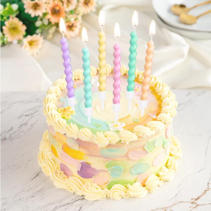 Pastel Spiral Cake Candles 6 Pcs