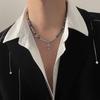 Personalized Beaded Cross, Black Gallstone Splicing Necklace, Men's Retro High-end Sense, Versatile Neck Chain, Women's Niche Couple Tide