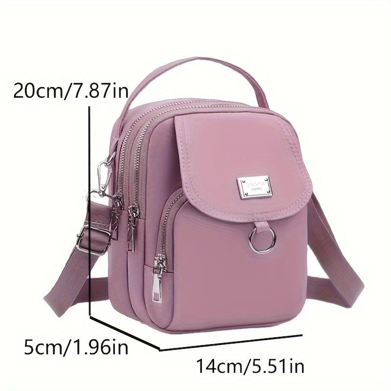 Lightweight Nylon Women's Messenger Bag - Casual Mini Handbag with Multi-Zipper Compartments, Detachable Adjustable Shoulder Strap & Front Pocket