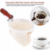 Cloth Coffee Filters, Flannel Coffee Filter Cloth with Wooden Handle for Home and Office Use, Easy To Clean (Large)