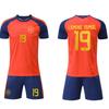 27 Spain home court No. 19 national team football jersey children's jersey children's adult set size 14-3XL