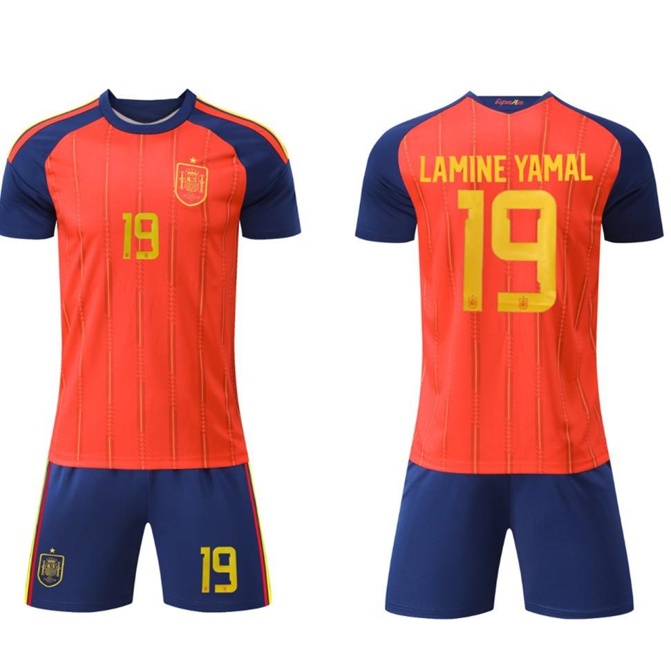 27 Spain home court No. 19 national team football jersey children's jersey children's adult set size 14-3XL