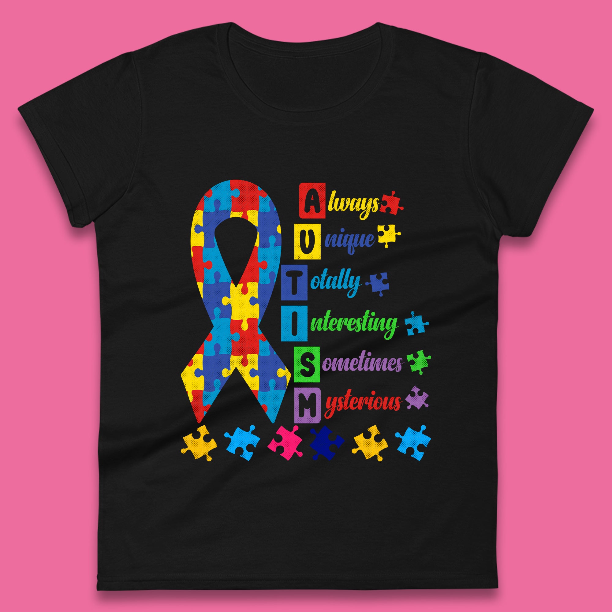 Autism Always Unique Womens T-Shirt Mens Tops Tees Unisex S