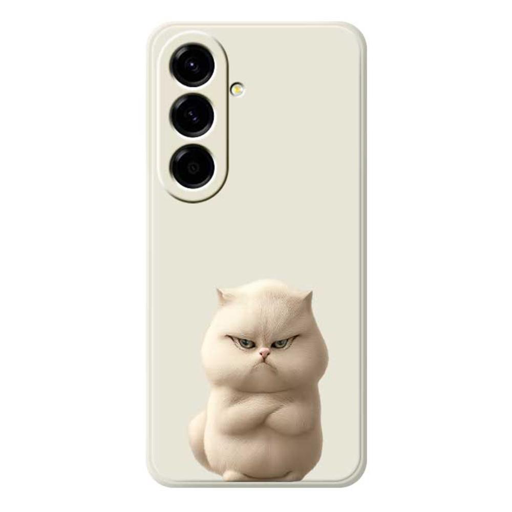 For Samsung Galaxy A56 5G Case Angry Cat Pattern Printing Straight Edge TPU Phone Back Cover