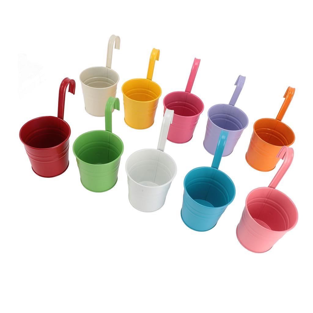 10Pcs Hanging Flower Pots Iron Decorative Detachable Hanging Garden Pots with Drainage Holes for