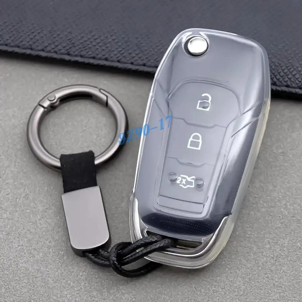 Transparent Key Fob Case Cover Keychain For Ford F150 F250 F350 F450 Xlt Ranger Xl Maverick Ecosport Everest