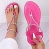 Fashion 2025 Summer New Fashion Women Sandals Rhinestone Pinch Toe Flat Casual Shoes for Women Beach Casual Sandals Female Zapatos Mujer