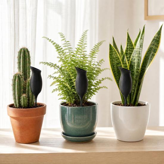 Wine Glass Self Watering Planter, 3D Printed Matte Black PLA Automatic Watering Dispenser, Universal Fit for Pots, Easy Plant Care for Travel Lazy