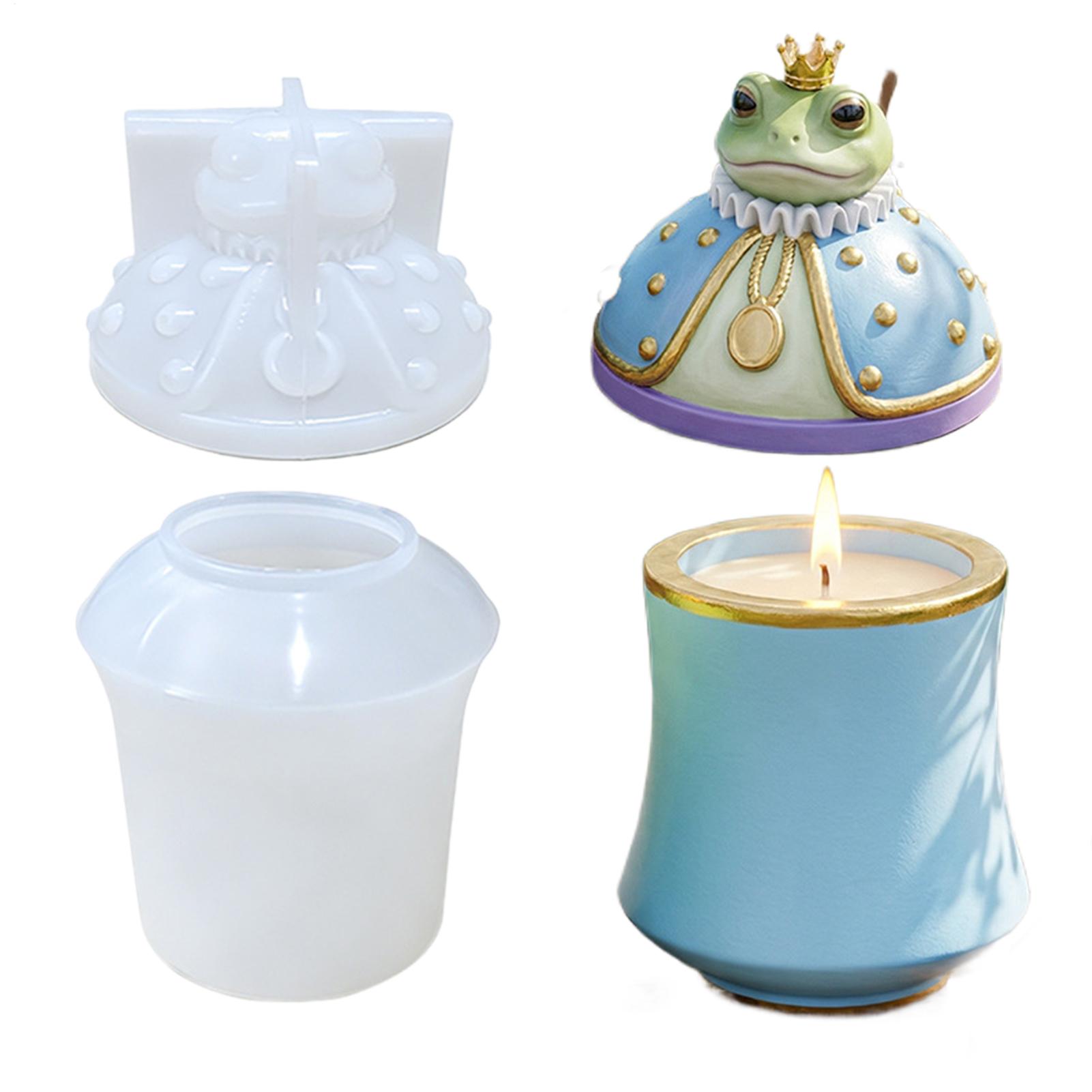 

Cute Crown Frog Silicone Mold With Lid DIY Flower Pot Candle Can Resin Mold For Storage Jars Jewelry Boxes Pen Holders Key Case China Mainland