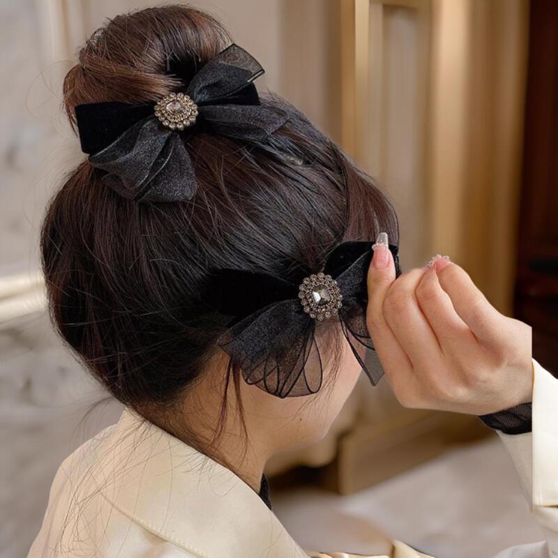 Women's Velour Lace Square Ribbon Hair Clip