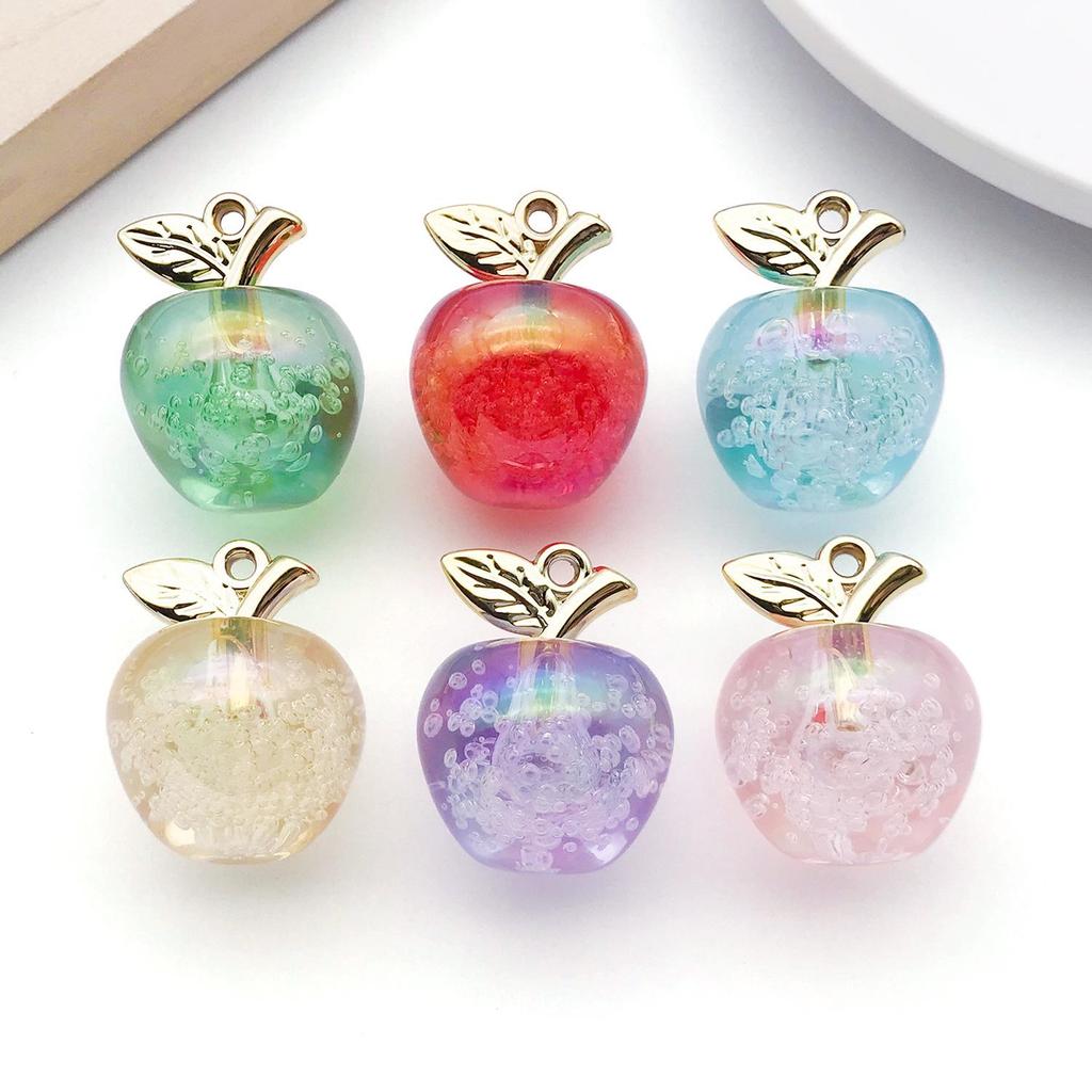 Colorful 3D Jelly Apple Pendant DIY Bracelet Necklace Earring Acrylic Jewelry Accessories