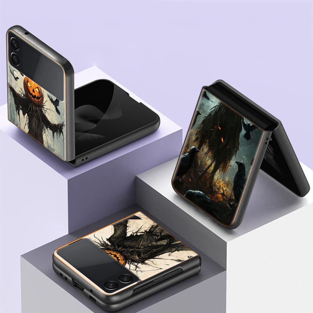 Halloween Pumpkin Man is Here Phone Case For Samsung Z Flip 6 7 5G Z Flip 5 Galaxy Z Flip 3 4 5G ZFlip Shockproof Hard Cover TPU