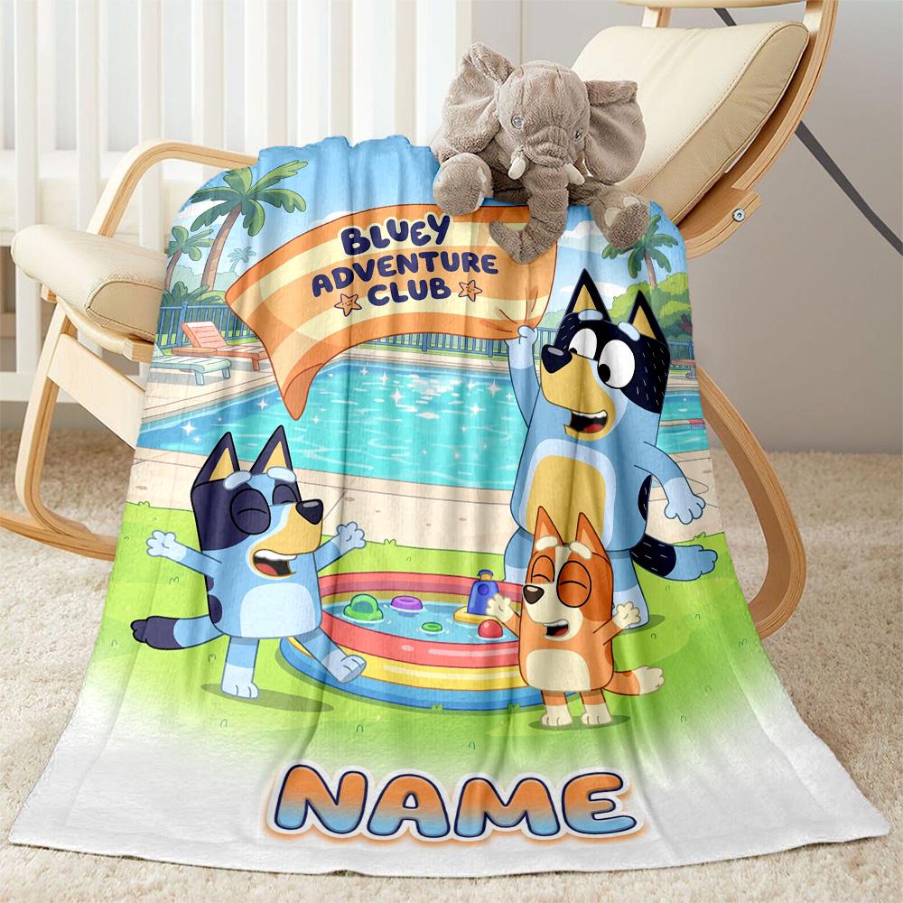 Beach Friends Adventure Personalized Name Blanket Multi-purpose Personalized Blanket Soft & Cozy Throw For Sofa Couch Office Chair Nap All-Season Use