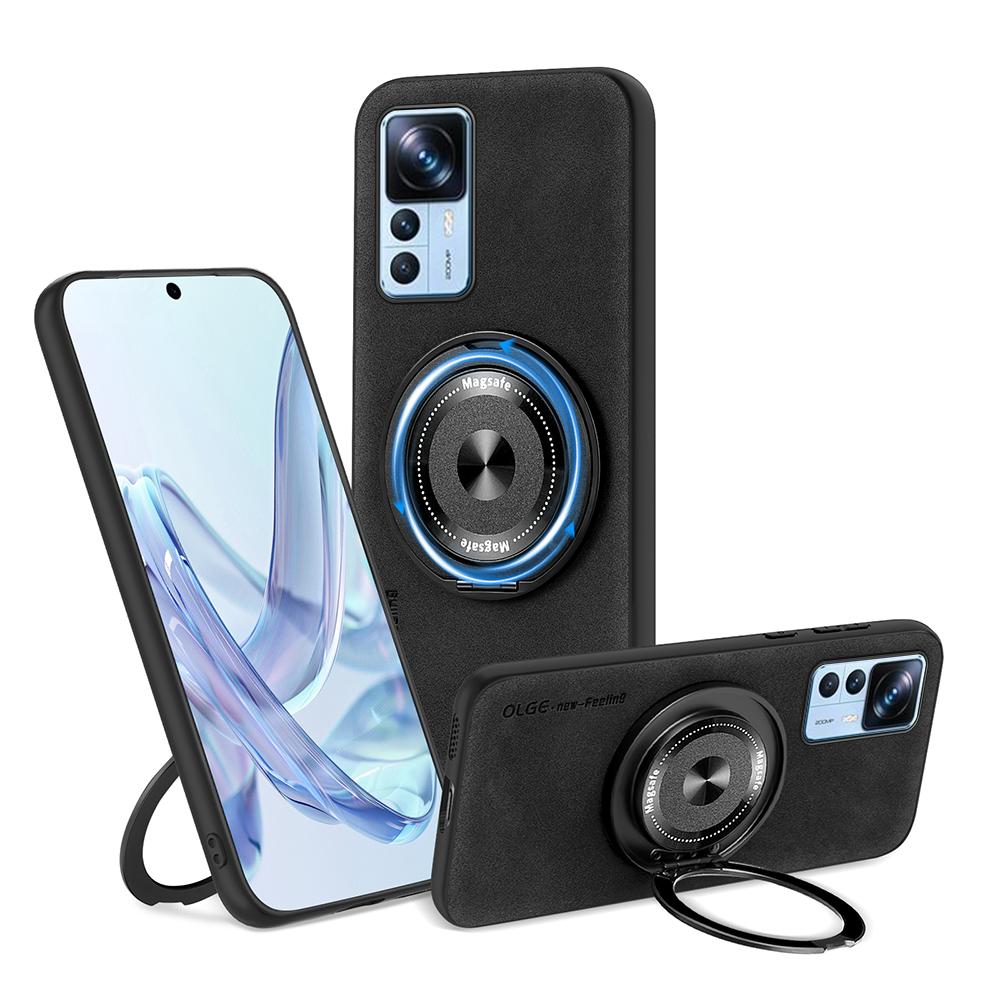 Für Xiaomi 12T 12T Pro Schafsleder Schwenkhalterung Magnetische Weiche Kante Anti-Sturz Anti-Fingerabdruck Handyhülle
