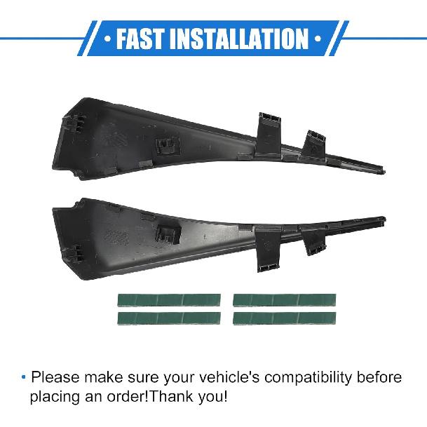 1 Pair Front Windshield Wrap Corner Trim Compatible for Nissan Rogue 2014-2020, Durable Plastic Black Left Right Windshield Wiper Cover