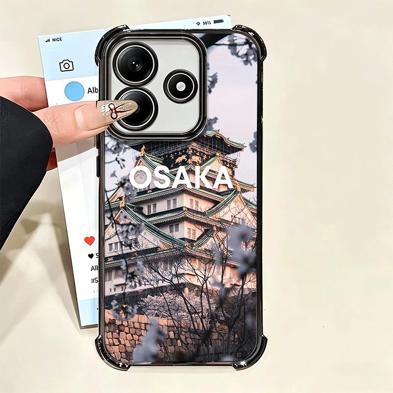 Osaka Tokyo Japan Scenery Plating Phone Case For Xiaomi Poco X5 X6 X7 X8 Pro Max F8 Ultra F7 M8 M7 M5S Redmi 15C 15 14C 13C 13 X