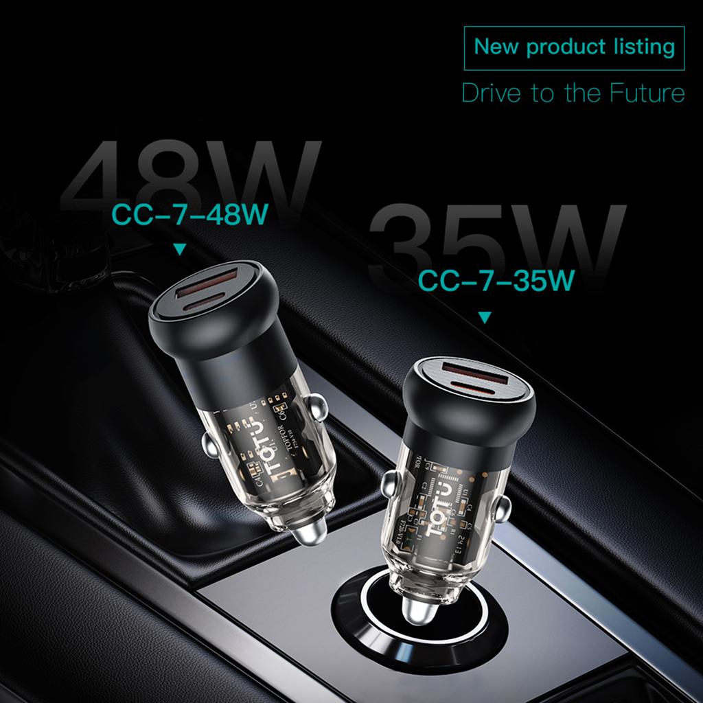 TOTU CC-7-35W Car Phone Charger USB-A + USB-C Dual Ports 35W Fast Charging Socket Cigarette Lighter