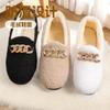 New Winter Velvet Beanie Shoes Women's Soft-soled Mother Shoes Casual Versatile Fluffy Shoes Women's Indoor Non-slip Cotton Slippers