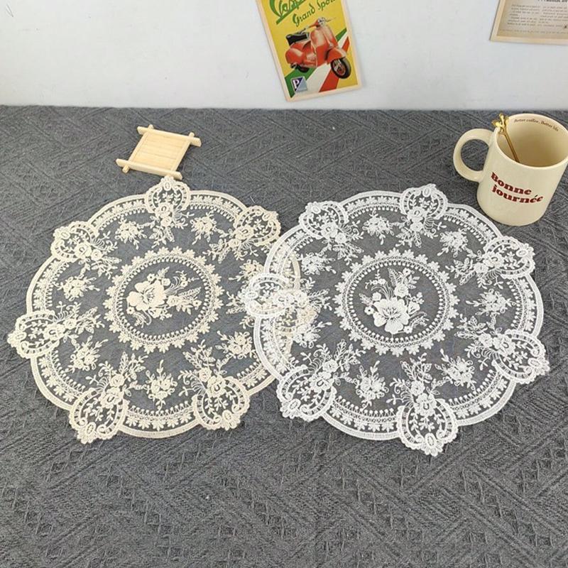 1pc Vintage Crochet Lace Tablecloth Floral Pattern - Perfect As Heat Resistant Air Fryer Dust Cover, and Home Decor Lace Tablecloth Bohemian Placemat
