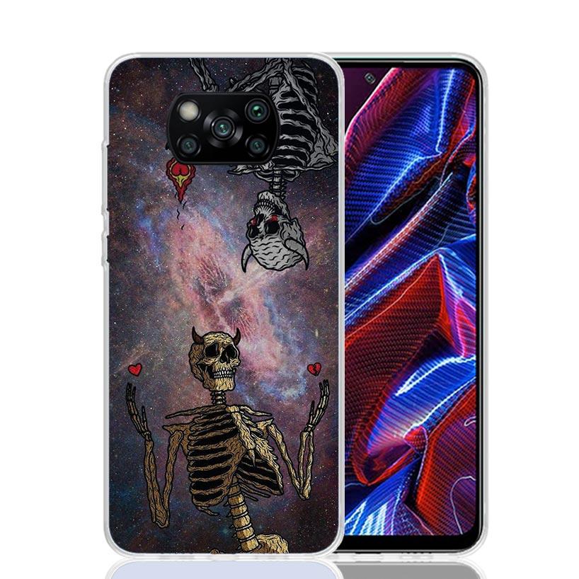 Anatomy Skeleton Heart Lovey Kiss Phone Case For Xiaomi Poco X7 X6 X5 Pro F7 Ultra Redmi 15C 15 13 13C 12 12C 10 10A 10C 9 9A 9C