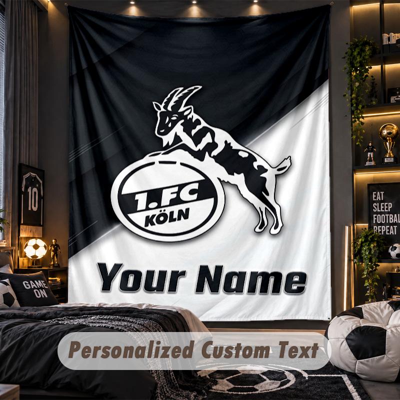 Wandteppich FC Köln Benutzerdefinierter Name Text Personalisierter Wandbehang Teppich Heimwanddekoration