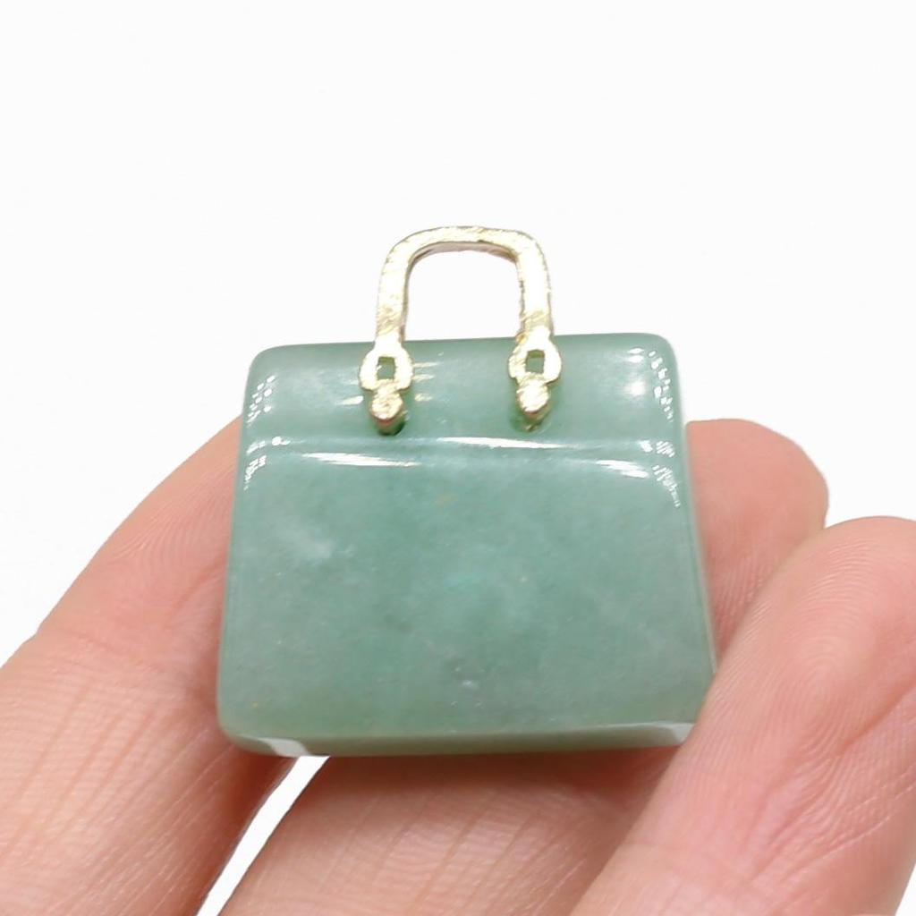 1Pc, Reiki Healing Crystal Carved Handbag Ornament Decoration, Mini Fashion Natural Stone Amethyst Agate Gemstone Home Decor Jewelry Gifts 27×25mm
