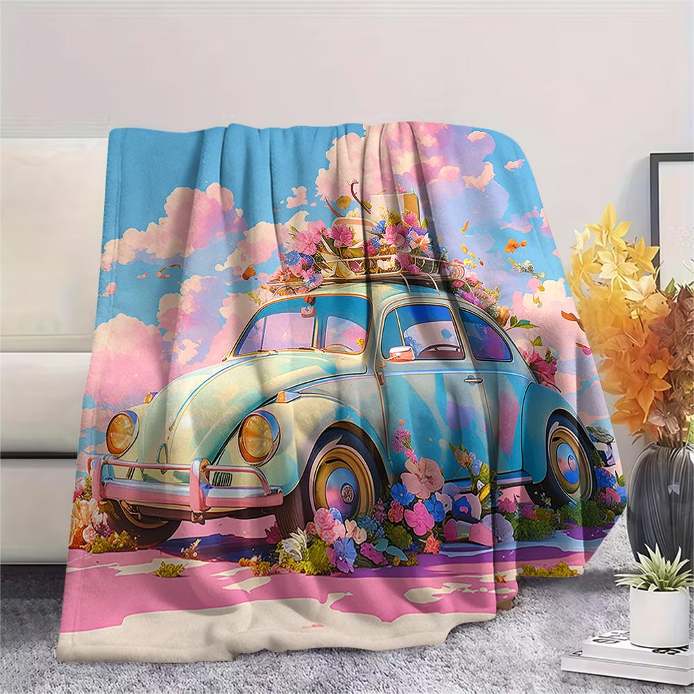 Car Print Flannel Blanket, High quality Comfortable for All Seasons, Home Decor, Warmth and Comfort, Perfect for Christmas Gifts
